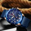 Mode Hommes Montres Top Marque De Luxe Montre-Bracelet Quartz Horloge Bleu Montre Hommes Étanche Sport Chronographe Relogio Masculino 210517