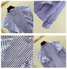 Women's Blouses & Shirts Korean Style 2021 Autumn Fashion Womens Ruffles Blue Stripe Shirt Tops Female Long Sleeves A2747