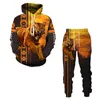 3D Tiger Gedrukt Herenkleding Casual Hoodie Broek Sets Kleurrijke Sweatshirts Cool Dames Trainingspak Harajuku Mens Kleding 211220