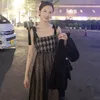 Elegante abito nero da donna casual in maglia con cinturino per spaghetti, abito longuette estivo, abito senza maniche sexy coreano 210521