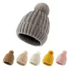 Winter Women Pompom Bonés Forma Beanies Knit Hat Lady Quente Ao Ar Livre Casual Sólido Crochet Caps Beanie