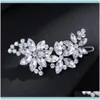 Pannband juvelryfashion kvinnor lady crystal rhinestone brud bröllop blommor grepp stift klämmer smycken hår aessory droppleverans 2021 qqcfn