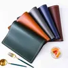 2pcs Nordic Phnom Penh Leather Placemats Waterproof Oilproof Western Table Pads Tableware Solid Color Non Slip Table Bowl Mat 210817