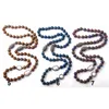 Fashion Blue Druzy Knotted Halsband Handmake Paved Natural Stone and Pearl Beads Halsband