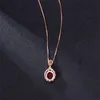 Genuino Real 14 K Rose Oro Colgante Natural Ruby Collar Joyería Diapositiva Joyeria Fina Para Mujer Piedra Gemstone 14k Collares Collares 210319