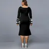 Plus Size Dresses Elegant Dress 2022 Vintage Leopard Print Evening Party For Year Autumn Flare Sleeve Midi Club Outfits