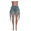 Kvinnors stretch Jean Shorts Butt Lifting Push Up High Waist Distressed Frayed Raw Hem Tassele Denim Shorts 6 Färg Välj plus storlek (S-4XL)