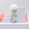 Pompom 편지 Keychain 영어 단어 키 링 여성 A-Z 핸드백 매력 펜던트 장식 열쇠 고리 홀더 쥬얼리 선물