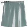 Yitimuceng PU Vintage Rok voor Dames Rits Mini Hoge Taille A-lijn Solid Kleding Lente Zomer Koreaanse Mode Rokken 210601