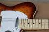 Custom Shop Bruine Elektrische Gitaar Basswood Body Dot Inlay Esdoorn Toets Witte Peral Slagplaat 6 String Gratis Verzending