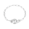 Moonmory 100% Authentic 925 Sterling Silver European Chain Handcuff Menottes Hand Cuff Bracelet For Women Jewelry