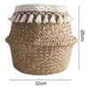 Çamaşır Sepeti Katlanabilir Seagrass Çiçek Handwen S Saman Bitki Pot Oyuncak Depolama Için 210609