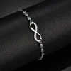 Stainless Steel Infinity Bracelets Crystal Simple Heartbeat Rose Friendship Adjustable For Women Wedding Jewelry Gifts Charm3023