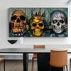 Modern Abstract Skull Art Street Wall Paints Print på duksaffischer och graffiti Väggbilder för vardagsrum heminredning5398694