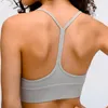 Sexy Y-Typ-verlängerte Version gepolsterte Fitness-Workout-BHs für Damen, Stoff mit nacktem Gefühl, schlichtes Sport-Yoga-Fitness-Crop-Tops-Outfit