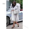 Women's Fur & Faux Winter Long Collar Mid-Length Female Hood Hooded Coat