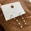 Kpop trend simulering pärla långa örhängen kvinnlig bröllop hängsmycke örhängen mode 2021 koreanska smycken