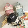 Okul Gençler Kızlar için Sırt Çantaları Kızlar Sevimli Halka Çantası Tasarımcı Seyahat Laptop Sırt Çantası Kadın Dizüstü Geri Paketi Patchwork Bagpack 210922