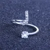 Anneaux de mariage cristal Zircon ouvert pour les femmes Alphabet lettre initiale anneau bricolage nom doigt femme bijoux Bague Anillos