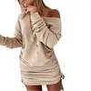 Sexy Sheath Casual mini dress women Autumn Drawstring Draped Long-Sleeved Dress for Clothes vestidos 210508