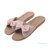 Suihyung женщины льна тапочки летние повседневные слайды удобные полосатые цветочные лук девушки сандалии сандалии женские крытые домашние ботинки на 211206