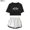 Now United - Better Album Women Two Piece Set Shorts + joli T-shirt Better Now United Lyrics Harajuku Streetwear Hot Girl Sets X0428