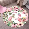 Northern Europe Flamingo Unicorn Round Carpet Cartoon Living Room Bedroom Kids Play Rug Chair Hanging Basket Circle Non-slip Mat 211026