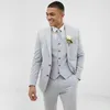 Light Blue Wedding Homens Ternos Slim Fit Groom Doivo Deceminado Jantar Terno 3 Peças (Casaco + Calças + Colete) Homens Blazers