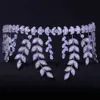 Mode prydnadsföremål Full Zircon Headband Wedding Bridal Hair Tillbehör Elegant Leaf Headband Crown CZ Hår Vine Bride Headwear X0726