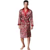 Hommes mode imprimé Kimono peignoir automne été glace soie longue Robe mince vêtements de nuit nuisette mâle lâche bain vêtements de nuit Men039s2674971