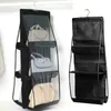 Storage Bags 6 Pocket 2 Sides Household Hanging Handbag Organizer For Wardrobe Closet Transparent Bag Door Wall Clear Sundry Shoe