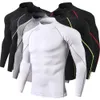 Hoher Kragen Kompressionshemden Männer Bodybuilding Sportbekleidung T-Shirt Langarm Top Turnhallen T-Shirt Männer Fitness Tight Rashgard Y0526