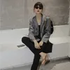 Grey Cropped Blazer Women Autumn Contrast Stitch Ladies Jacket Lapel Single Brested Short Coat Fashion Designer 210427