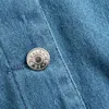 Kadın Moda Denim Ceket Tek Göğüslü Bahar Katı Ceket Kadın Chic Turn-down Yaka İngiltere Stil Mavi Kırpma Dış Giyim 210521