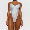 Drukuj Swimwear Kobiety One Piece Glitter Bandaż Backless Swimsuit Biquini kostium kąpielowy jednoczęściowy garnitury