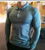 Rosa Snabbtork Tröja Långärmad kompressionskjortor Gym T-shirt Fitness Sport Cykling Zipper Men Rashgard