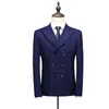 Men's Suits & Blazers (Jacket+Vest+Pants) Dark Blue Suit 3Piece Set Double Breasted Formal Attire For Business Meeting Wedding Men