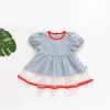 Korean Girls Floral Dresses Baby Puff Leeve Dress Summer Thin Frock Children 1st 2nd first year Birthday Outfit 210615