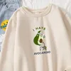 Sweats à capuche pour femmes Sweatshirts Dessin animé coréen Avocat Lettre drôle Imprimé Sweat-shirt graphique Harajuku Mignon Femmes Casual Coton Chaud Oversize