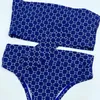 Sexy vrouwen zomer bikini mode buitenshuis ondergoed borst wrap hoge taille zwemmen pak volledige letter afgedrukt zwempak