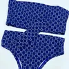 Sexy Women Summer Bikini Fashion Outdoors Underwear Breast Wrap High Waist Swimming Suit Full Letter Printed Swimsuit