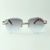 2022 lunettes de soleil classiques en diamant micro-pave 3524027 avec des lunettes de bras en bois naturel de paon, Ventes directes, taille: 18-135 mm