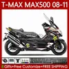 دراجة نارية الجسم ل Yamaha T-Max500 TMAX-500 MAX-500 T 08-11 هيكل السيارة 107NO.57 TMAX MAX 500 TMAX500 MAX500 08 09 10 11 XP500 White Black 2009 2007 2011 Fallsings