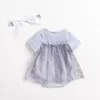 Summer Baby Bodysuit Girl Starfish Net Yarn Cotton Triangular Crawling Dress Fashion Kids Short-sleeved Clothes 210702