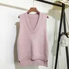 V-neck knitted Vest Women's Sweater Autumn And Winter Korean Loose Wild Pink Sweater Vest Women Sleeveless Sweater 11810 210918