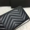 Cartera de mujer, carteras en Zig Zag negras, tarjetero de cuero con cremallera larga, monedero marmont, carteras de mano a la moda