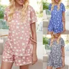 Star Print Women Sleepwear Set Summer O-Neck Short Sleeve Shorts Pajamas Sets Female 2021 NEW Loose Casual Ladies Home Clothes X0526