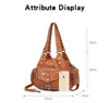 Washable Pu Bag Women's Handbag Retro Fashion Nit Packs Soft Leather Tote Påsar Multi Pocket Handväskor stor kapacitet Messeng206G