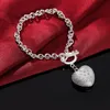 Charm Bracelets 925 Sterling Silver 8 Inch Zircon Key Heart Pendant Bangle For Woman Fashion Wedding Jewelry Gift