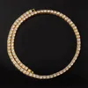 Хип-хоп 5 мм замороженные ожерелья + браслет 1 ряд горный хрусталь Choker Bling Crystal Tennis цепи ожерелье для мужчин ювелирные изделия X0509